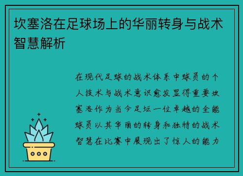 坎塞洛在足球场上的华丽转身与战术智慧解析